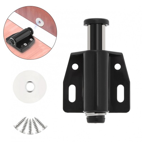 2 Pack Magnetic Push Latch Cabinet Catch Touch To Open - Black with Screws auto - Picture 2 of 12