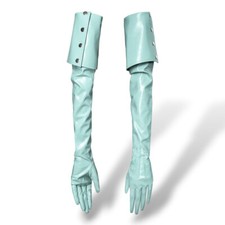 Women's Long Sleeve Opera Gloves with Concealed Side Zipper Fastening and Button