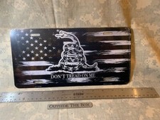 Gadsden "Don't Tread On Me" License Plate / Auto Tag ** USA MADE ** - BLACK