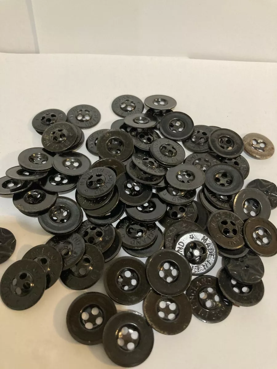 Bulk 80 Vintage Black Tin Buttons Made in England Estate eBay
