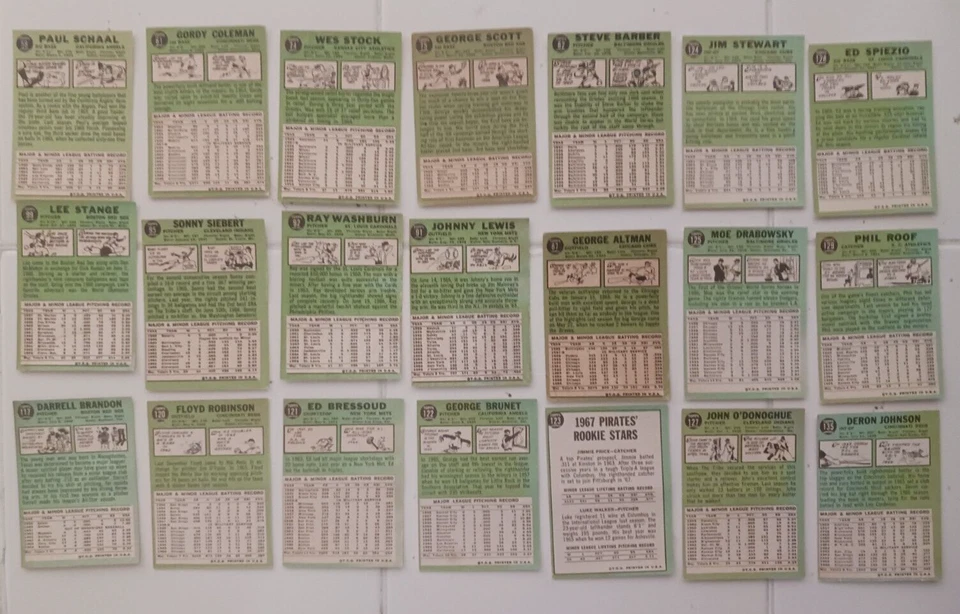 Lot of 21 1967 Topps Deron Johnson Phil Roof Ray Washburn George Scott Foto 2 de 2