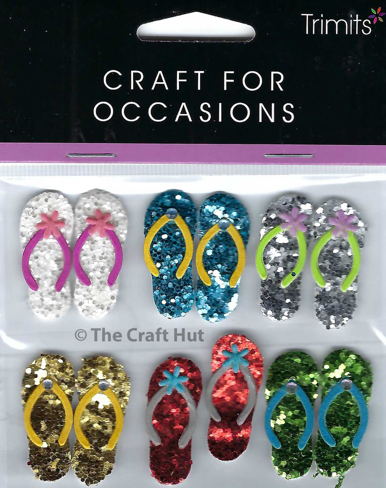 Trimits Craft Embellishments Scrapbook Card Making Fun Colourful Flip Flops New