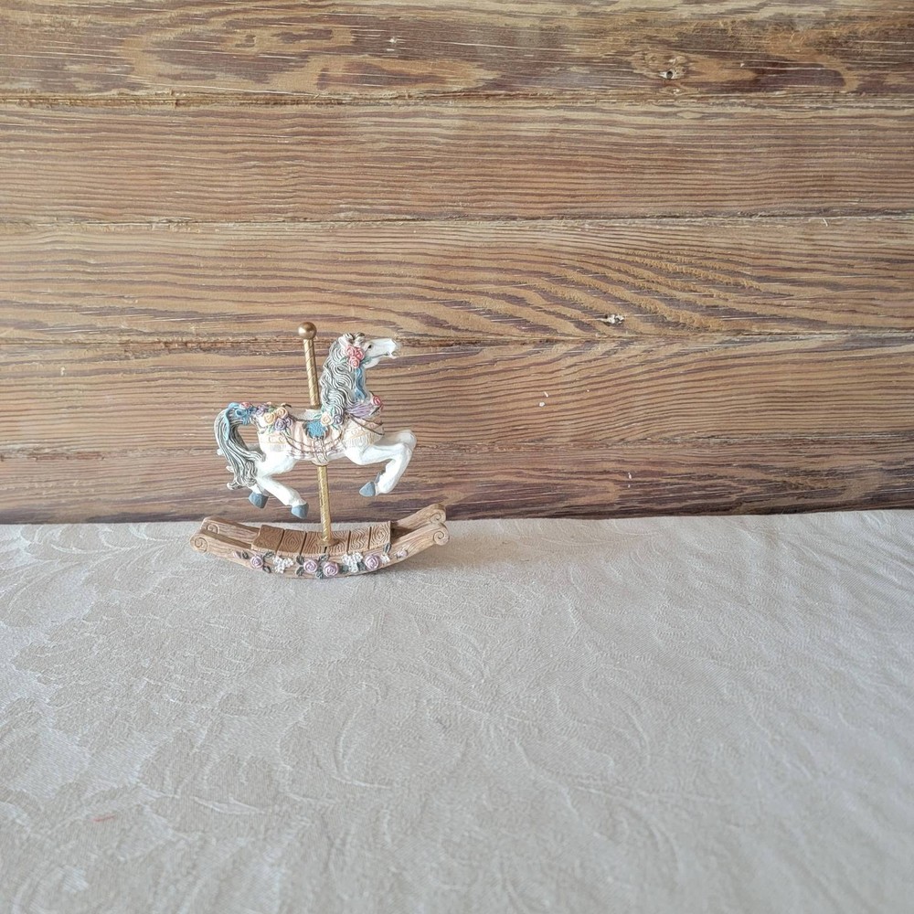 Vintage Carousel Rocking Horse, Detailed Ceramic Carousel Horse, 1990s Carousel
