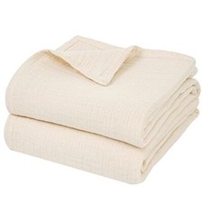 100 Cotton Muslin Blanket King Size 108" x 90", 4 King Size 108"X90" Beige
