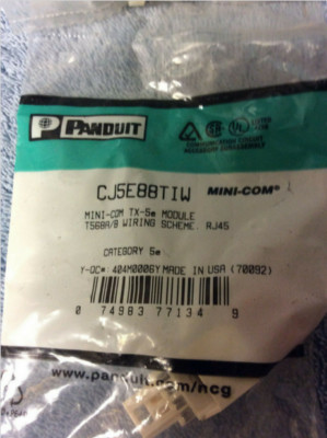Panduit Cat 5e UTP RJ45 CJ5E88TIW Telecom & Ethernet Connector. LOT of 2