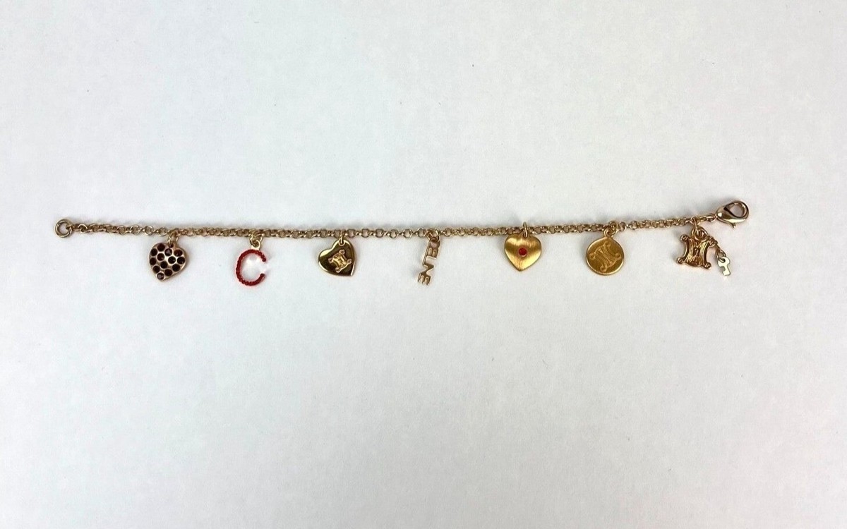 【CELINE】Gold-finish l charm bracelet【ランク:Ａ】 Céline Celine Triomphe Gold Finish Brass Charm Bracelet