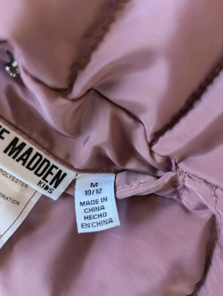 Talla 10 12 Steve Madden Púrpura Imitación Piel Lluvia Invierno Niña Chaqueta Abrigo Cálido Foto 4 de 4