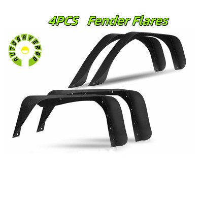 4PCS Fender Flares Flat Style for 1997-2006 Jeep Wrangler TJ  Textured Black