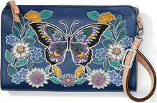 NWTag Brighton THE BOTANICAL EMBROIDERED POUCH Leather Butterfly MSRP 250