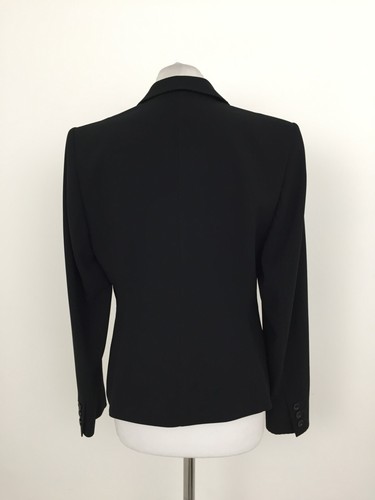 Jaeger Women's Jacket Size 10 Black Collared Lined Faux Pockets Short New F1 - Picture 3 of 13