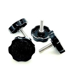 1/4"-28 x 1" Fine Thread Stainless Thumb Screw Bolts Black Round Clamping Knob 4