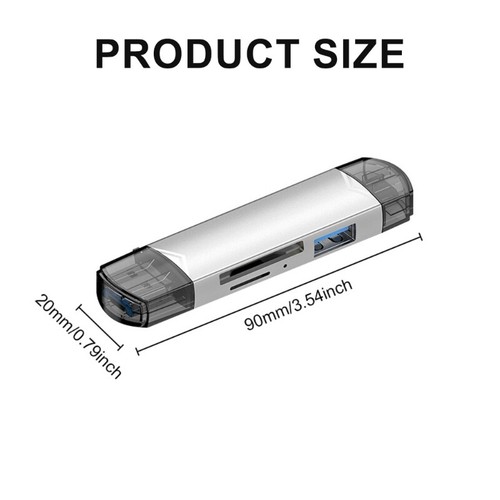 6 in 1 USB2.0 USB C Card Reader USB/TF USB2.0 Memory Card Reader Adapter - Afbeelding 8 van 10