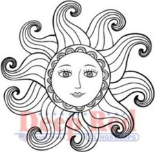 Deep Red Rubber Stamp Miss Sunshine with Smiling Face Cling Mount Stamp