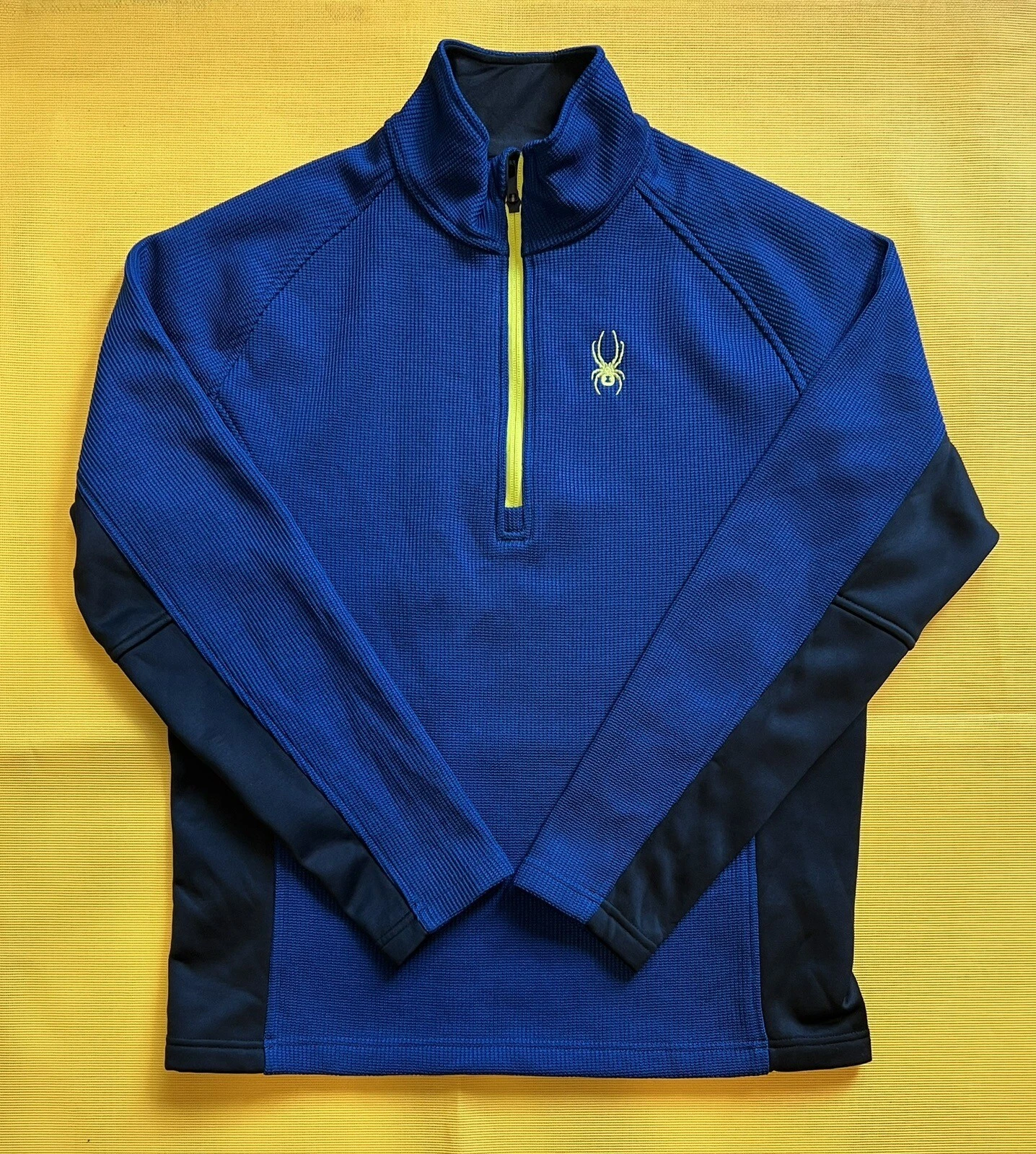 SPYDER Mens Polar Waffle Knit Zip Blue Lined Fleece Jacket Size Mens Large