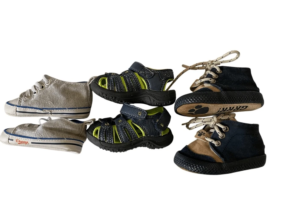Lote de 3 Zapatos Bebé Niño Sandalias Botas Talla 3 Carters OskKosh Bgosh Foto 3 de 4