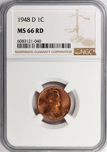 1948-D 1C RD Lincoln Wheat One Cent NGC MS66RD