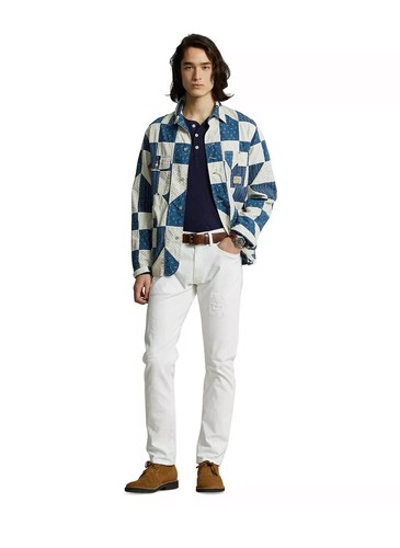 Polo Country Ralph Lauren Blue White Quilted Patchwork Outdoors Shirt Jacket L - Picture 11 of 13
