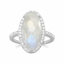 Sterling Silver Gorgeous Rainbow Moonstone Ring