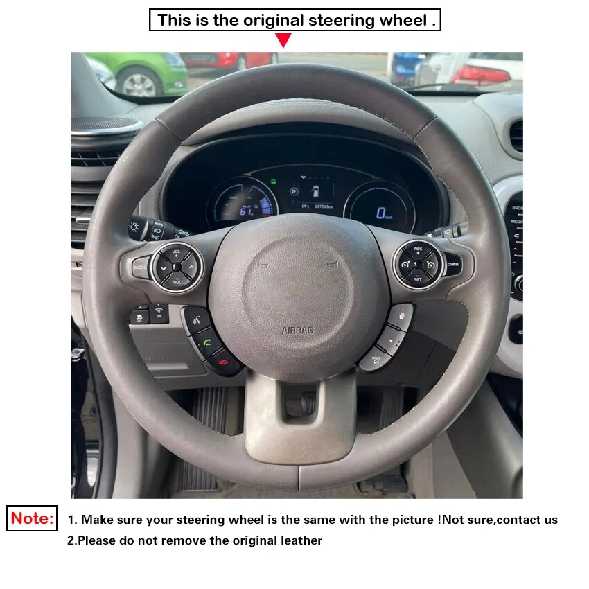 PU Faux Leather Steering Wheel Cover Braids For Kia Soul 2014 2015 2016-2019 — 第 2/4 张图片