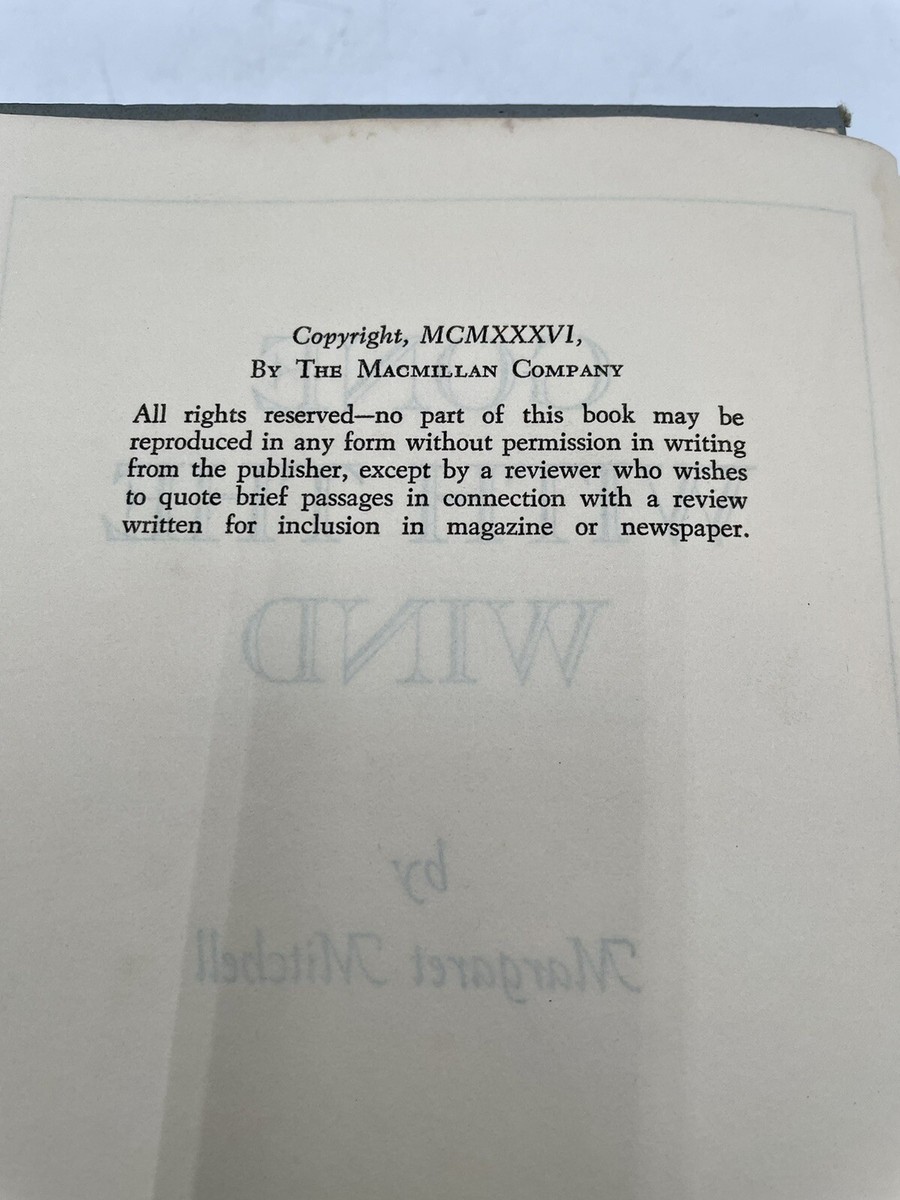 GONE WITH THE WIND MCMXXXVI by MARGARET MITCHELL 1936 1ST EDITION