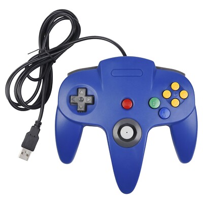 Blue N64 Style USB Button Game Pad Controller Joypad PC Android Pi  Emulation UK