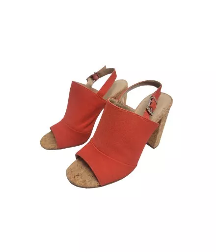 Red cork heels sale