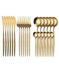 24 PC Flatware Set Stainless Steel Cutlery Knife Fork Spoon Kitchen Tableware