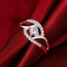 Engagement Wedding Ring 1Ct Round Cut Lab Created Diamond 14k White Gold Plated