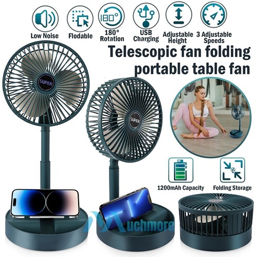 3 Speeds Stand Fan Portable Folding Pedestal Telescopic Table Mini Floor Fan NEW