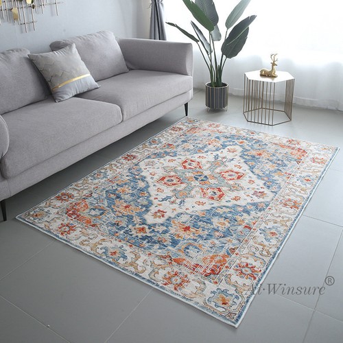 Retro Imitation Cashmere Area Rug Living Room Bedroom Non-slip Machine Washable - Picture 14 of 38