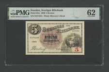 Sweden 5 Kronor 1940 P33w Uncirculated Grade 62