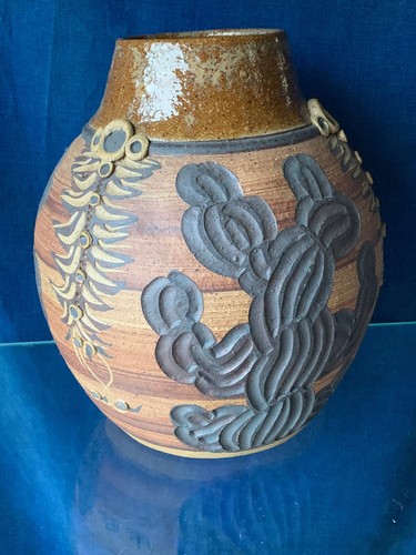 Vintage Cobra + SNAKE CHARMER ART Pottery Urn Vase Basket ROB BARTEE Signed ❤️m9 - Picture 8 of 10
