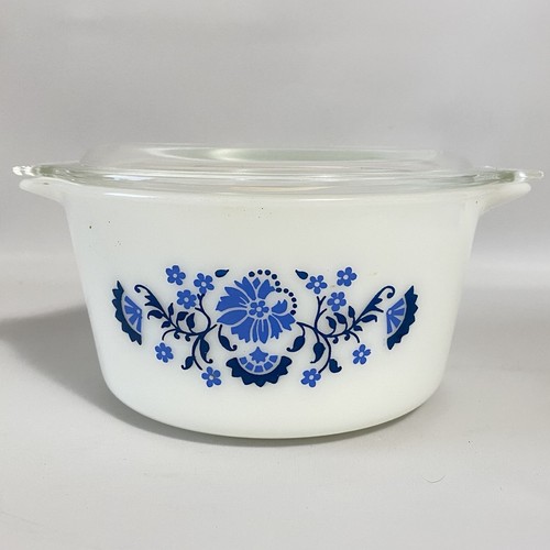 Vintage PYREX Blue Willow / Blue Floral 473 1 qt Covered Casserole w/Lid 470-C - Picture 4 of 12