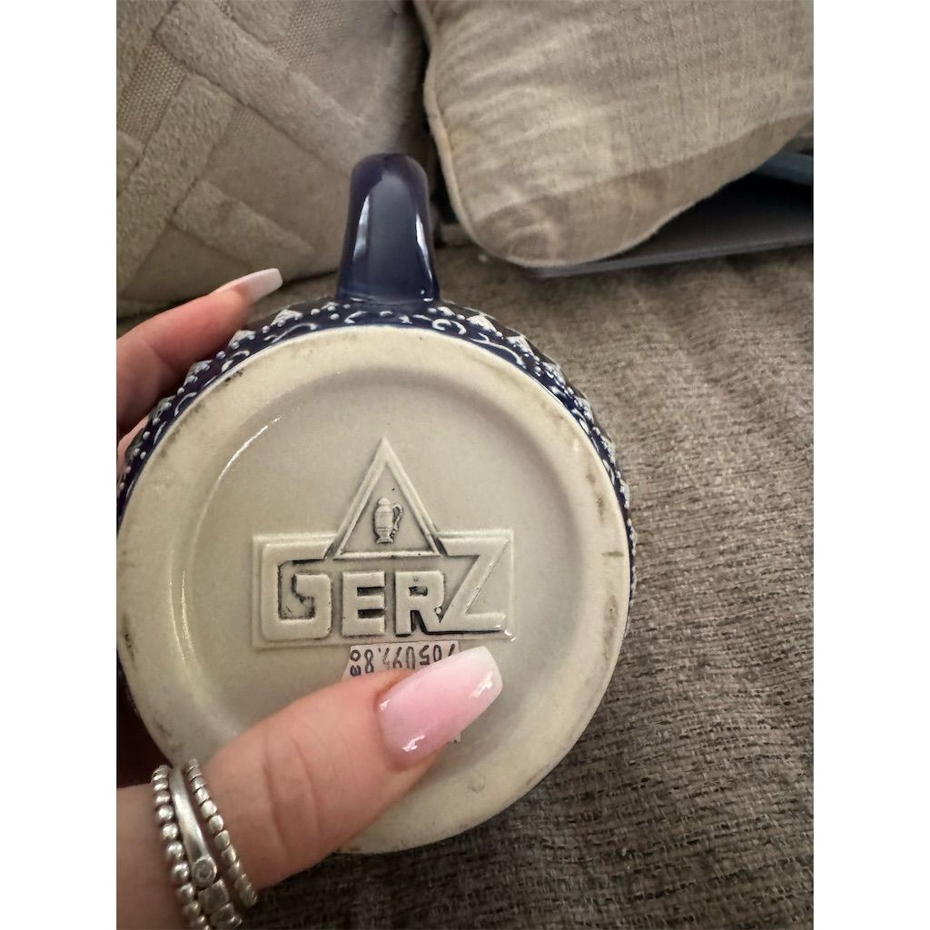 Authentic Gerz German Beer Stein Cobalt Blue Diamond Pattern