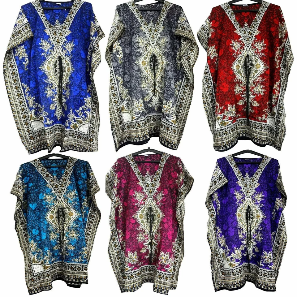 Short length Dress Polyester Maxi Caftan Floral Kaftan Tunic Ethnic Summer Beach - Image 1 of 1