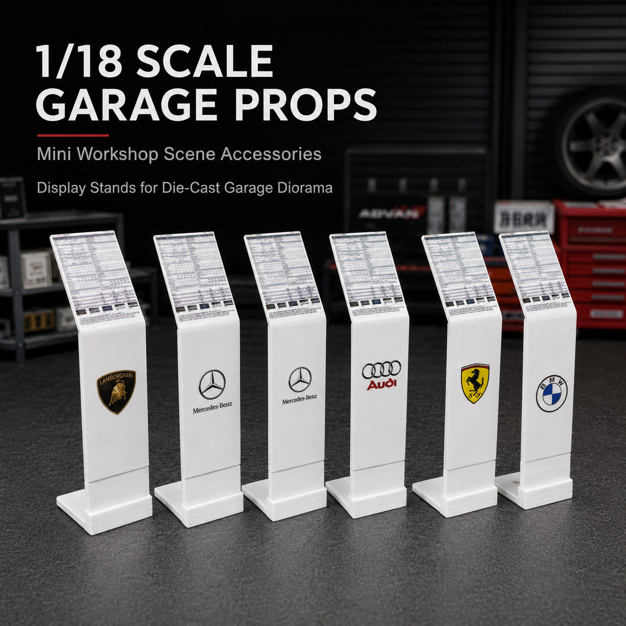 1/18 Diorama Auto Display Board Prop Garage Showroom Szene Zubehör Prop Modell
