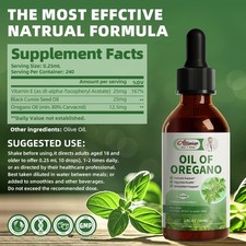 Oil of Oregano Drops 80 Carvacrol Immune Support with Black Seed Oil Vitamin E
