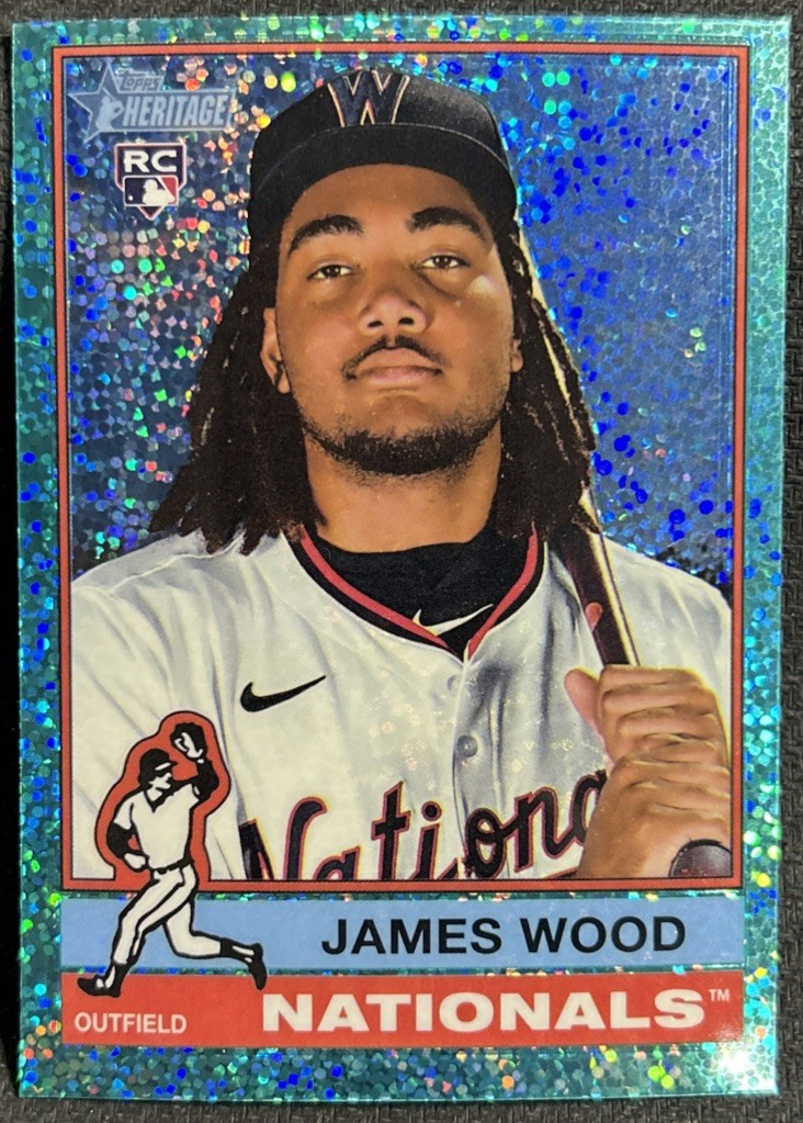 2025 Topps Heritage James Wood Chrome RC Aqua Sparkle Refractor #231 Nationals