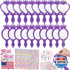 Geetery 20 Pcs Unbreakable Kids DIY Princess Mirror Craft Kit w/ Rhinestones