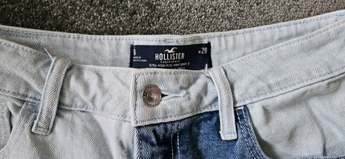 LADIES HOLLISTER DENIM PATCHWORK STRETCH RIPPED HEM HIGH MOM SHORTS W29 MEDIUM - Picture 9 of 9