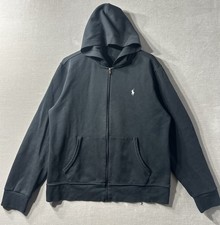 Polo Ralph Lauren Hoodie Full Zip Men's Size Large Black Grey Pony Sweatshirt