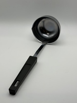 Chrome Foley Ladle VTG Kitchen Tool Utensil Black Handle