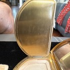Vtg Coro Pegasus Gold Tone Demilune Powder Compact Half Moon Mirror Case Flowers — photo 8