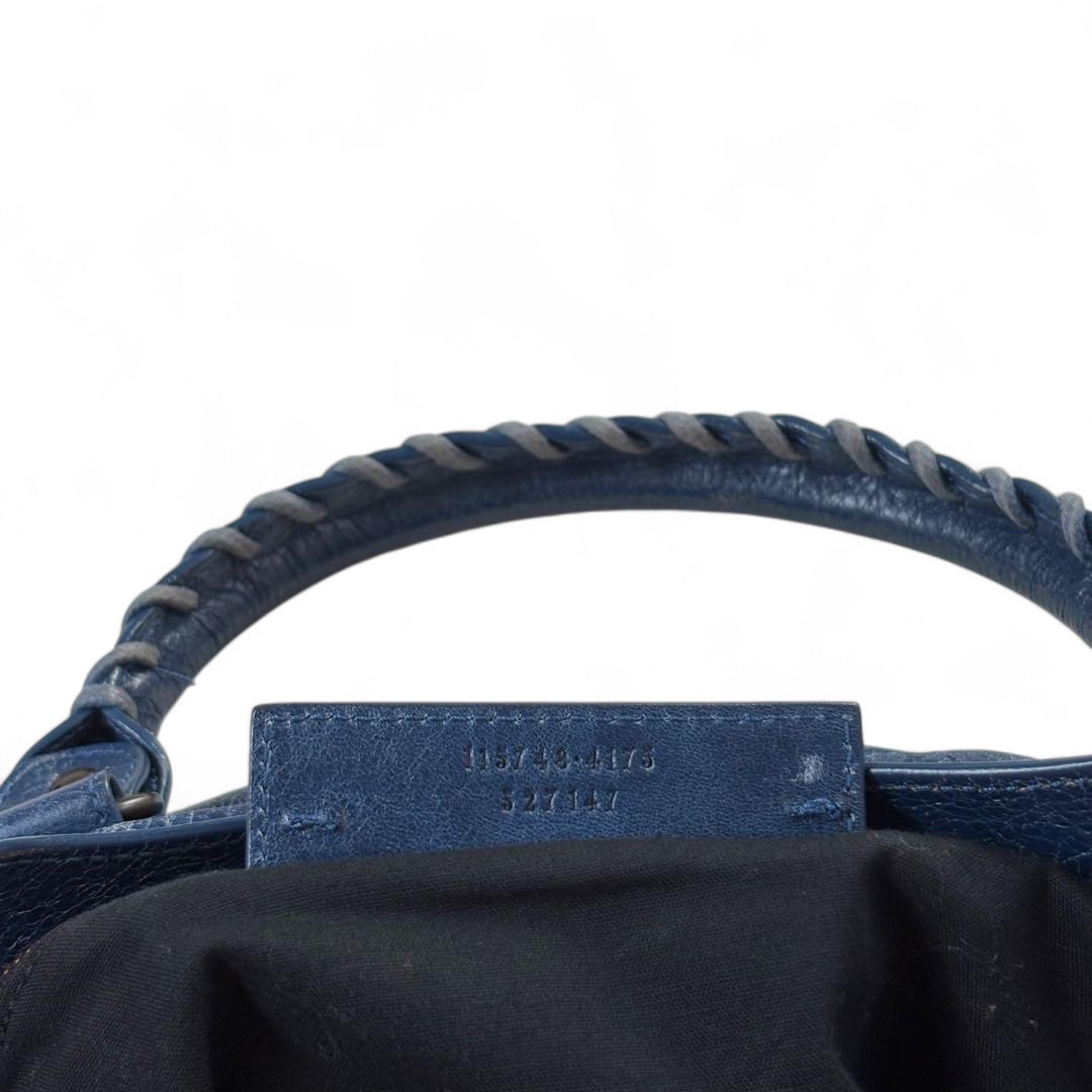 BALENCIAGA City 115748 Blue Leather 2way Shoulder Handbag