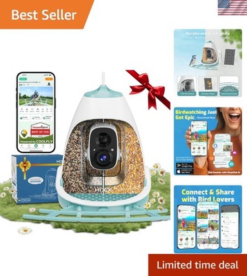 Lifetime AI Bird Identification - Solar Smart Feeder with Dual Seed Compartments