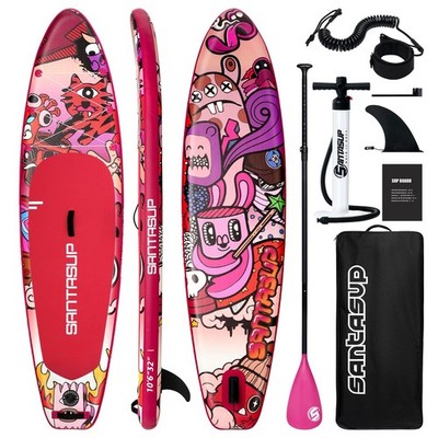 Inflatable Paddle Board Pink Stand Up Paddle for Adults, 10ft Yoga Board, Sup...