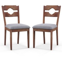 Costway Set of 2 Brown Fabric Dining Chairs 305