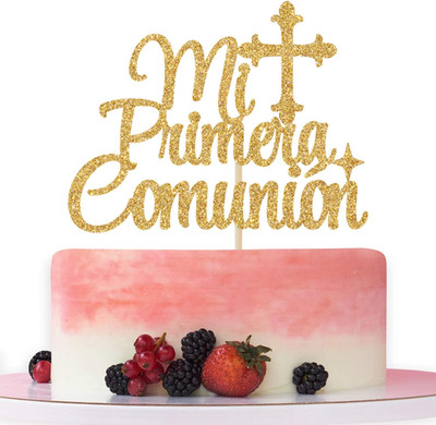 Mi Primera Comunión Cake Topper - First Holy Communion Cake Decor, God Bless Thi