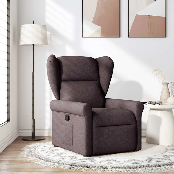 Relaxsessel Stoff Dunkelbraun Sessel Mit Liegefunktion GemüTlich Modern-image