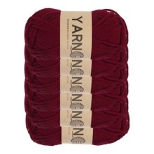6Pcs Crocheting Yarn, 1.8mm Wine Red 5 Ply Acrylic Yarn 150 G,328 Yards Total